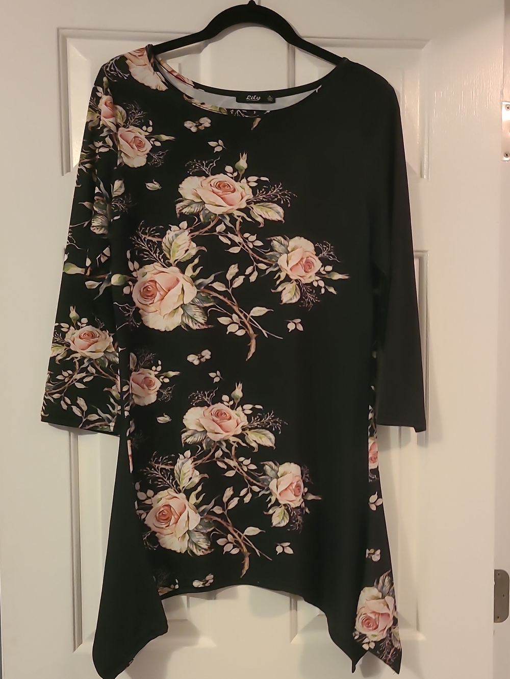 Lily Black Floral Asymmetrical Tunic Dress